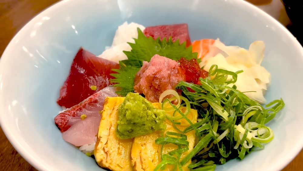 A kaisendon seafood bowl from one of our filmed visits